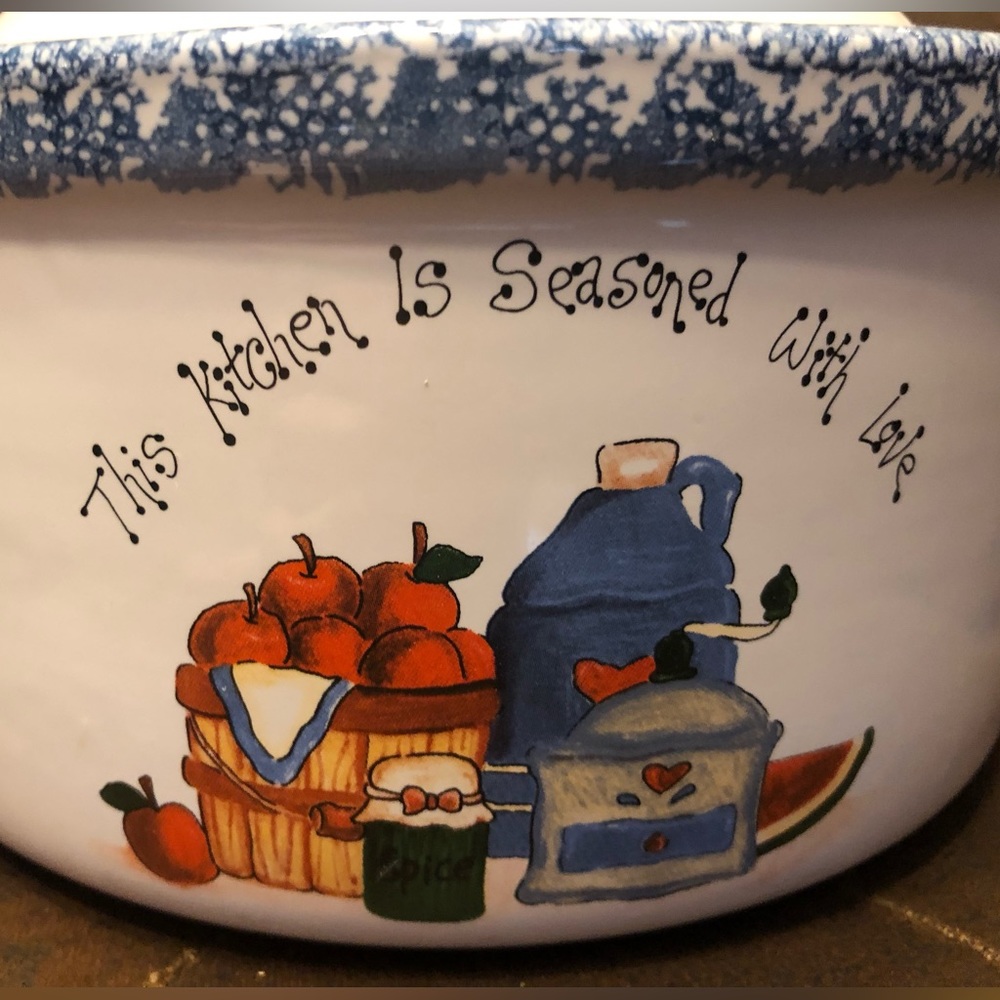 Vintage Angel Stoneware Crock Canister This Kitchen is Seasoned With Love